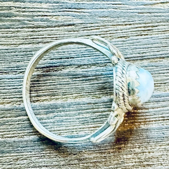 Dominican Larimar Sterling Silver Bali Ring (6.5) - Picture 4 of 6